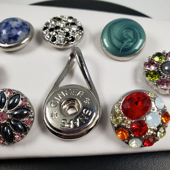 Ginger Snap Pendant with Set of 7 Cluster Rhinestone 18-20mm Fit Ginger Charms - Picture 4 of 11